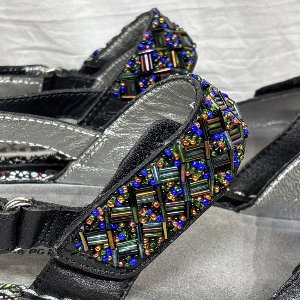 Alegria Women's Verona Fiesta de Nocha Black Beaded Slingback  Sandal Sz US 8 - Picture 4 of 16